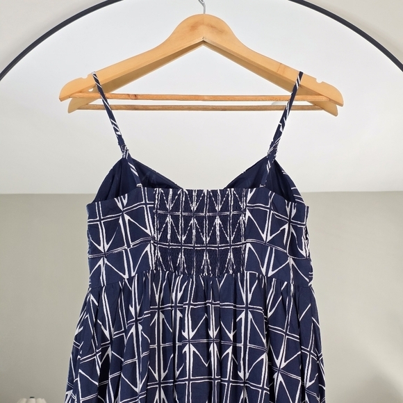 Banana Republic Factory Tie-Front Preppy Navy Midi Dress, Size Small - Picture 5 of 11